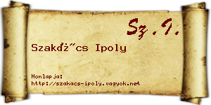 Szakács Ipoly névjegykártya